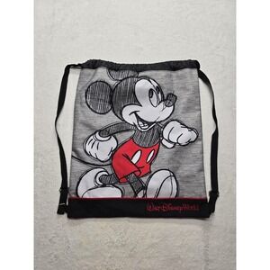 Disney Mickey Mouse Walt Disney World Drawstring Cinch Backpack Gray OS